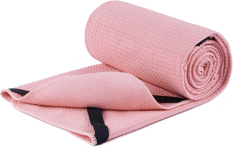 MICROFI New Microfiber Hot Yoga Towel Mat, 24 x 72 inches, with Non-Slip Silicone Grip, Secure Fit Elastic Straps - Image 1